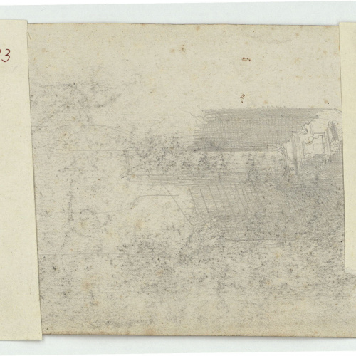 image for: Marià Fortuny - Fanal d&#039;estil musulmà i marroquins (anvers) / Croquis inconcret (revers) - Cap a 1860-1862 [1]