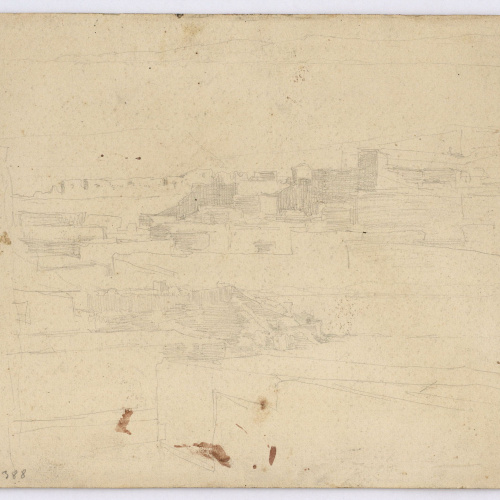 image for: Marià Fortuny - Població marroquina (anvers) / Cap i braços masculins i croquis de figura (revers) - Cap a 1860-1862