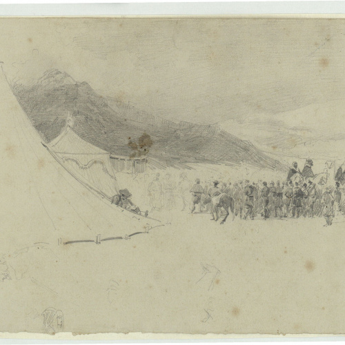 image for: Marià Fortuny - Campament marroquí amb soldats espanyols - Cap a 1860-1862