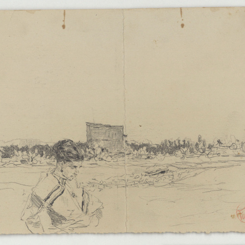 image for: Marià Fortuny - Paisatge amb figura femenina - Cap a 1867-1872