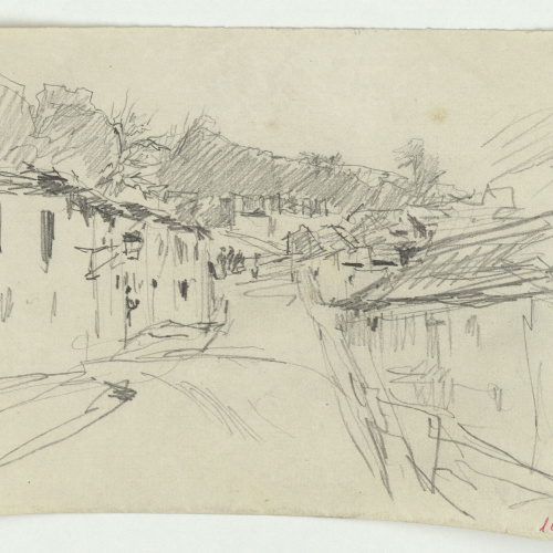 image for: Marià Fortuny - Carrer de poble - Cap a 1870-1872