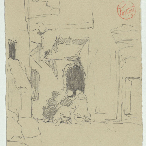 image for: Marià Fortuny - Carrer amb figures agenollades - Cap a 1860-1862