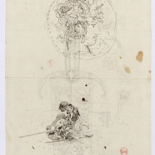 image for: Marià Fortuny - Moneda i estudi per al quadre «L&#039;esmolador de sabres» (anvers) / Espasa d&#039;estil renaixentista (revers) - Cap a 1863-1872