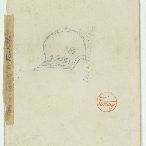 image for: Marià Fortuny - Estudi per al quadre «Dinar a l&#039;Alhambra» (anvers) / Casc del comte Tendilla (revers) - Cap a 1872 [1]