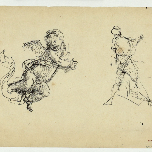 image for: Marià Fortuny - Calc d&#039;un amoret i esbós de figura masculina - Cap a 1866-1874