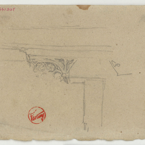 image for: Marià Fortuny - Element arquitectònic (anvers) / Croquis inconcret (revers) - Cap a 1860-1862