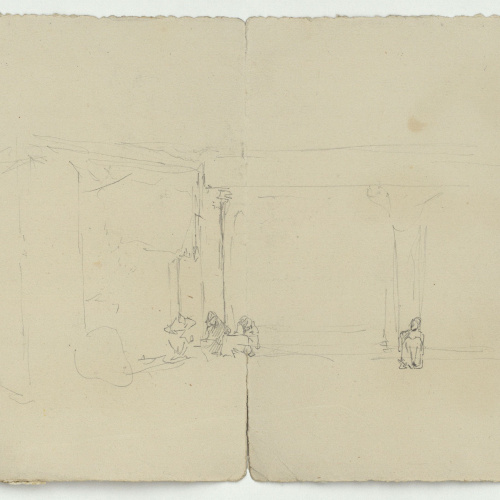 image for: Marià Fortuny - Marroquins asseguts i marroquins a cavall (anvers) / Marroquins asseguts (revers) - Cap a 1860-1862 [1]