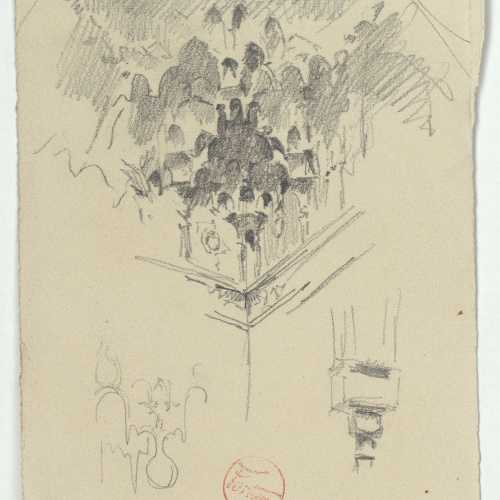 image for: Marià Fortuny - Croquis d&#039;enteixinat d&#039;estil musulmà. Saló dels Abenserraigs de l&#039;Alhambra (anvers) / Motiu arquitectònic d&#039;estil musulmà (revers) - Cap a 1870-1872