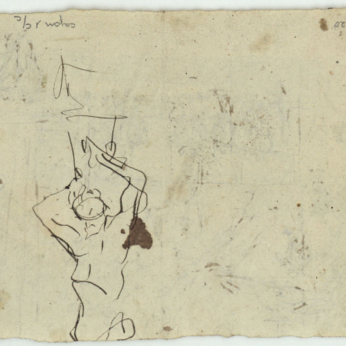 image for: Marià Fortuny - Croquis de figures amb espases (anvers) / Croquis de figura masculina (revers) - Cap a 1870-1872 [1]