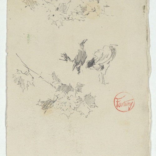 image for: Marià Fortuny - Fulles i gallines - Cap a 1870-1872