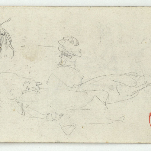 image for: Marià Fortuny - Cap de cabra i croquis inconcrets (anvers) / Croquis inconcret (revers) - Cap a 1860-1862