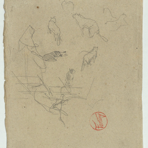 image for: Marià Fortuny - Esbós de gats - Cap a 1867-1870