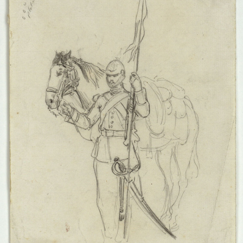 image for: Marià Fortuny - Soldat espanyol i cavall - Cap a 1860-1862
