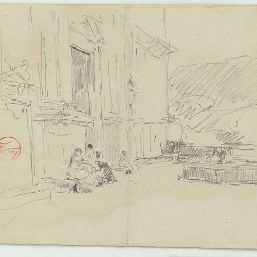 image for: Marià Fortuny - Dones assegudes davant d&#039;una església - Cap a 1870-1872