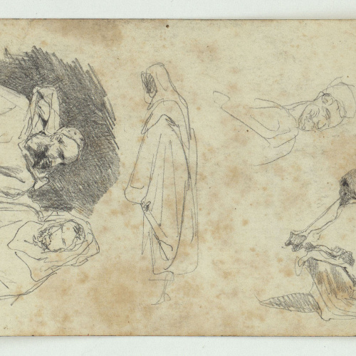 image for: Marià Fortuny - Marroquins (anvers) / Esbós de cavalls (revers) - Cap a 1860-1862