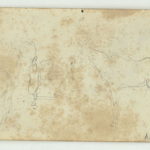 image for: Marià Fortuny - Marroquins (anvers) / Esbós de cavalls (revers) - Cap a 1860-1862 [1]