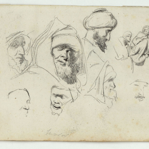 image for: Marià Fortuny - Marroquins (anvers) / Caps de marroquins (revers) - Cap a 1860-1862 [1]