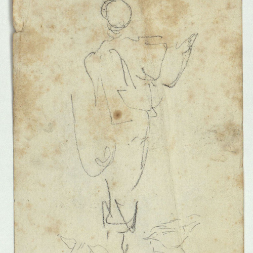 image for: Marià Fortuny - Figura i bous (anvers) / Croquis de figura i animals (revers) - Cap a 1860-1862 [1]