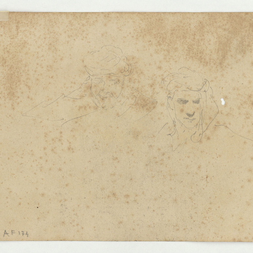 image for: Marià Fortuny - Camells (anvers) / Caps d&#039;home amb turbant (revers) - Cap a 1860-1862 [1]