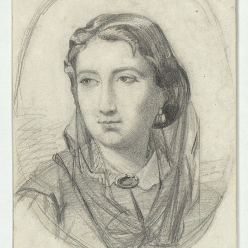 image for: Marià Fortuny - Bust femení (anvers) / Esbós de cara (revers) - Cap a 1856-1858
