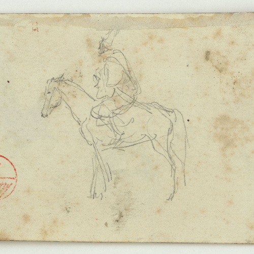 image for: Marià Fortuny - Genet marroquí a cavall (anvers) / Ruc i marroquins (revers) - Cap a 1860-1862