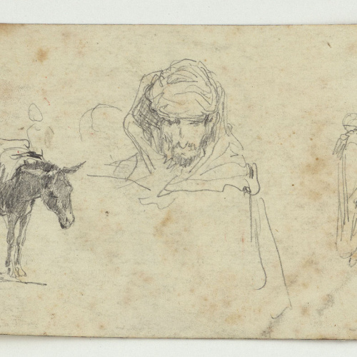 image for: Marià Fortuny - Genet marroquí a cavall (anvers) / Ruc i marroquins (revers) - Cap a 1860-1862 [1]