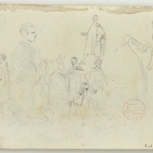 image for: Marià Fortuny - Marroquins i cavalls (anvers) / Lavatori d&#039;una mesquita, cap de negre i pom d&#039;espasa (revers) - Cap a 1860-1862