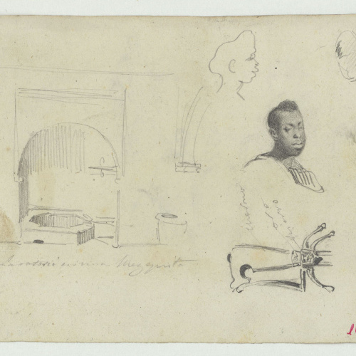 image for: Marià Fortuny - Marroquins i cavalls (anvers) / Lavatori d&#039;una mesquita, cap de negre i pom d&#039;espasa (revers) - Cap a 1860-1862 [1]