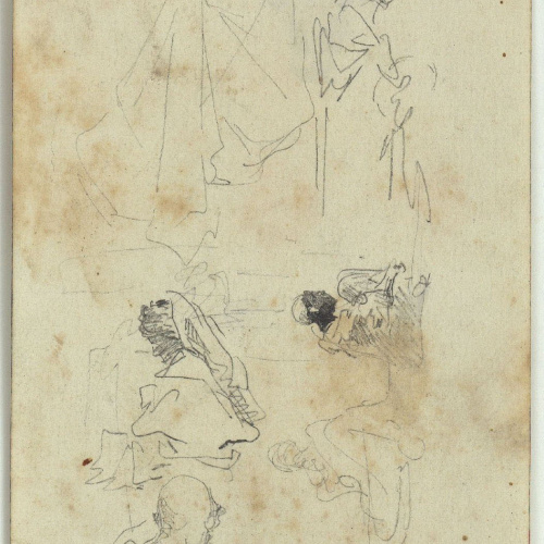 image for: Marià Fortuny - Marroquins (anvers) / Toro, retrat masculí i camell (revers) - Cap a 1860-1862