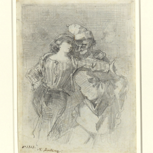 image for: Marià Fortuny - Parella de pierrots - Cap a 1855-1857
