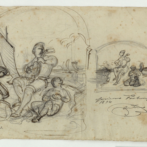 image for: Marià Fortuny - Estudi de composició - Cap a 1856-1858