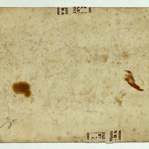 image for: Marià Fortuny - Entrada de Crist a Jerusalem (anvers) / Croquis de figures (revers) - Cap a 1856-1858 [1]