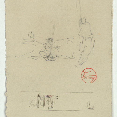 image for: Marià Fortuny - Esbós de figures i sanefa - Cap a 1866-1872