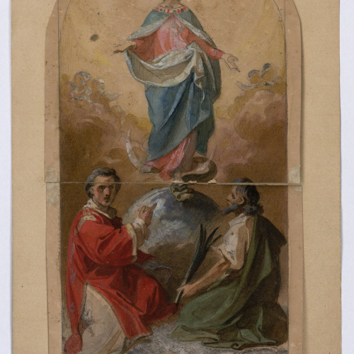 image for: Marià Fortuny - La Immaculada Concepció, sant Llorenç i un altre sant - Cap a 1856-1858