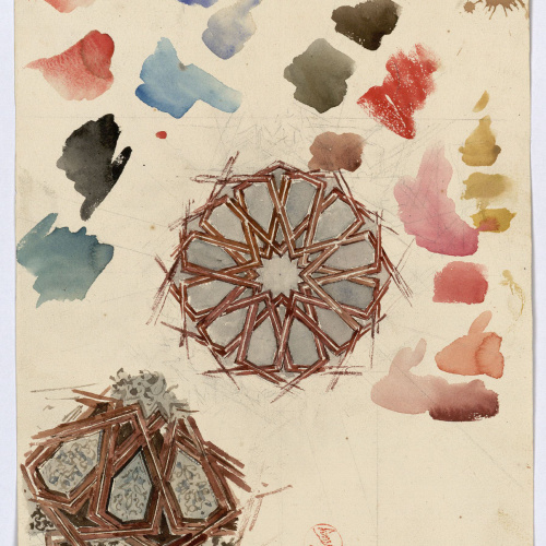 image for: Marià Fortuny - Ornamentacions d&#039;estil musulmà (anvers) / Detall de porxada (revers) - Cap a 1870-1872