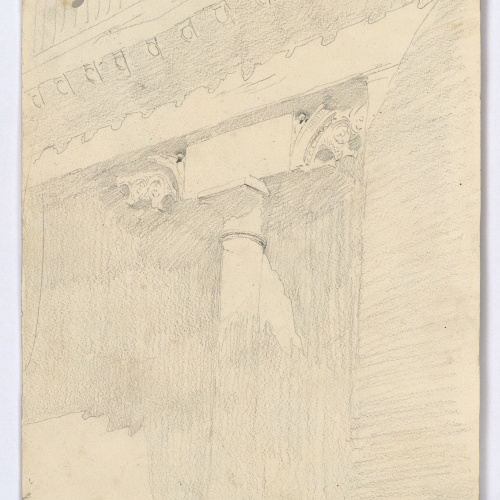 image for: Marià Fortuny - Ornamentacions d&#039;estil musulmà (anvers) / Detall de porxada (revers) - Cap a 1870-1872 [1]