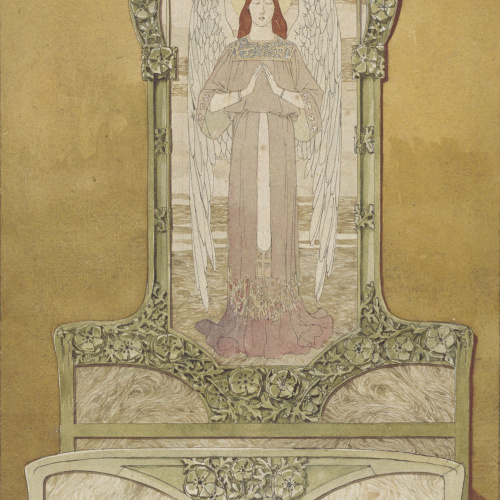 image for: Gaspar Homar - Llit amb plafó de marqueteria - Cap a 1900-1910