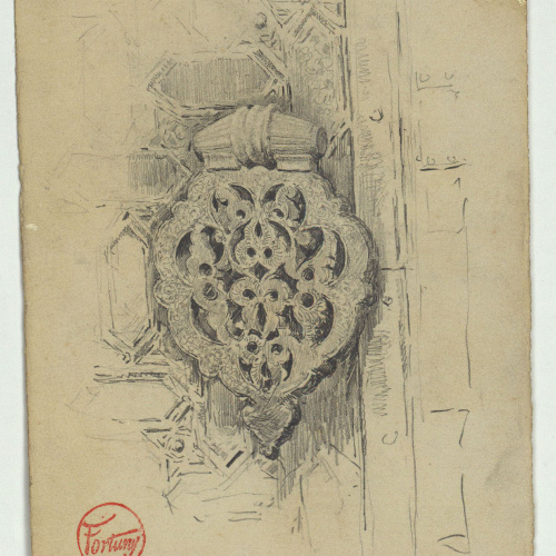 image for: Marià Fortuny - Pany de porta d&#039;estil musulmà (anvers) / Casc i empunyadures d&#039;espasa d&#039;estil musulmà (revers) - Cap a 1870-1872