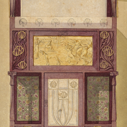 image for: Gaspar Homar - Armari escriptori amb plafons de marqueteria i mirall - Cap a 1907-1910