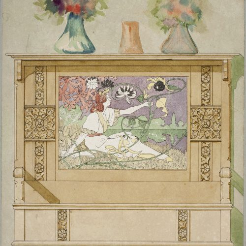 image for: Gaspar Homar - Escó amb plafó de marqueteria - 1900