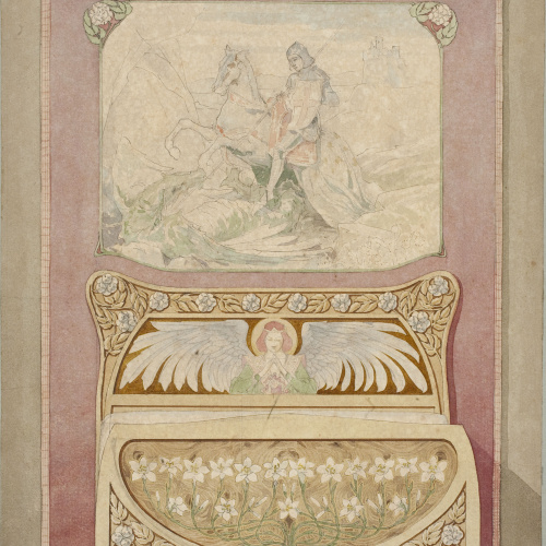 image for: Gaspar Homar - Llit i tapís amb sant Jordi amb el drac - Cap a 1900-1905