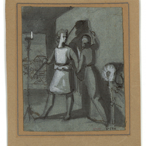 image for: Marià Fortuny - Cora, filla de Dibutades de Sicione, dibuixant el perfil del seu amant - Cap a 1856-1858