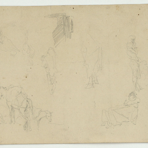 image for: Marià Fortuny - Esbós de marroquins i rucs - Cap a 1860-1862