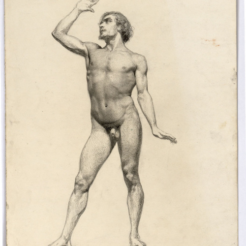 image for: Marià Fortuny - Estudi de nu masculí - Cap a 1860