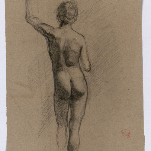 image for: Marià Fortuny - Estudi per al quadre «L&#039;elecció de la model» (anvers) / Estudi acadèmic de nu masculí (revers) - Cap a 1868-1870