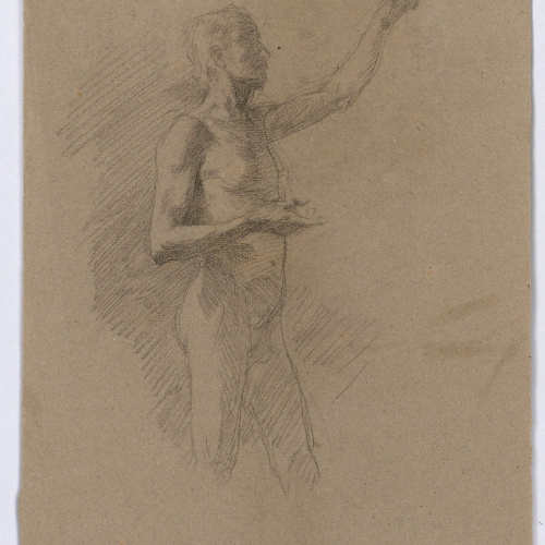 image for: Marià Fortuny - Estudi per al quadre «L&#039;elecció de la model» (anvers) / Estudi acadèmic de nu masculí (revers) - Cap a 1868-1870 [1]