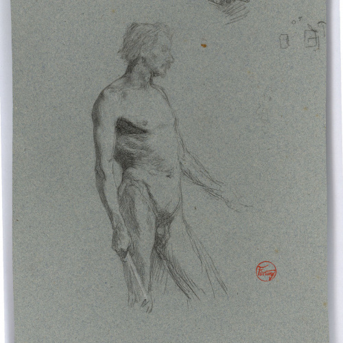 image for: Marià Fortuny - Estudi de nu masculí - Cap a 1860
