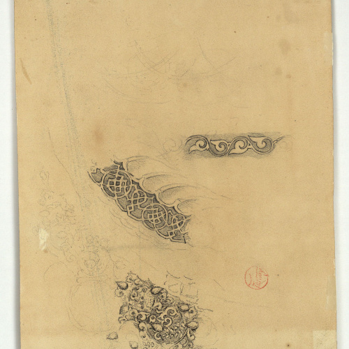 image for: Marià Fortuny - Ornamentació d&#039;estil musulmà (anvers) / Vasos damunt d&#039;una lleixa (revers) - Cap a 1870-1872
