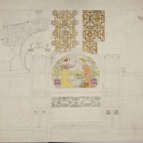 image for: Gaspar Homar - Escó vitrina per al saló de la casa Lleó Morera de Barcelona - Cap a 1903-1905