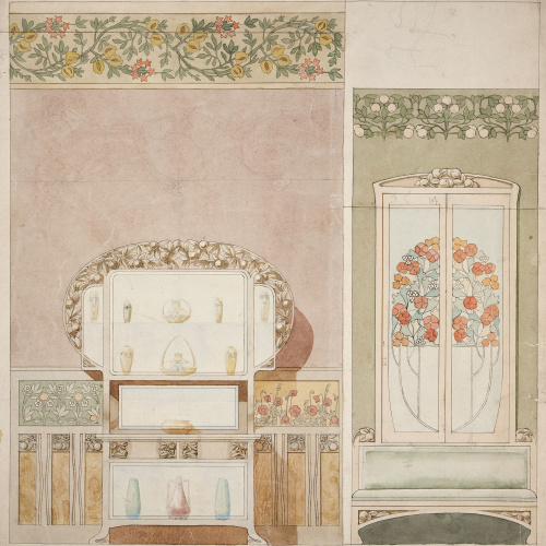 image for: Gaspar Homar - Bufet vitrina i escó de la casa Navàs de Reus - Cap a 1905-1908